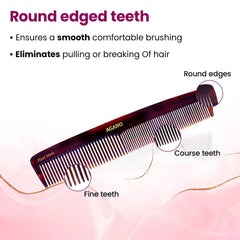 AGARO Hand Made Cellulose Acetate Comb HMC78, All Fine Tooth Dressing Comb, Smooth Rounded Teeth, Hair Styling, Hair Bru