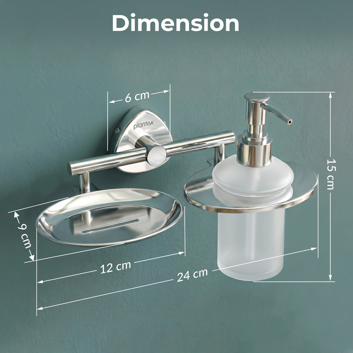Plantex J4 Stainless Steel Soap Dish with Liquid Dispenser/Soap Stand for Bathroom Wall Mount/Shampoo Dispenser/Bathroom Accessories (Chrome Finish) Angel-2