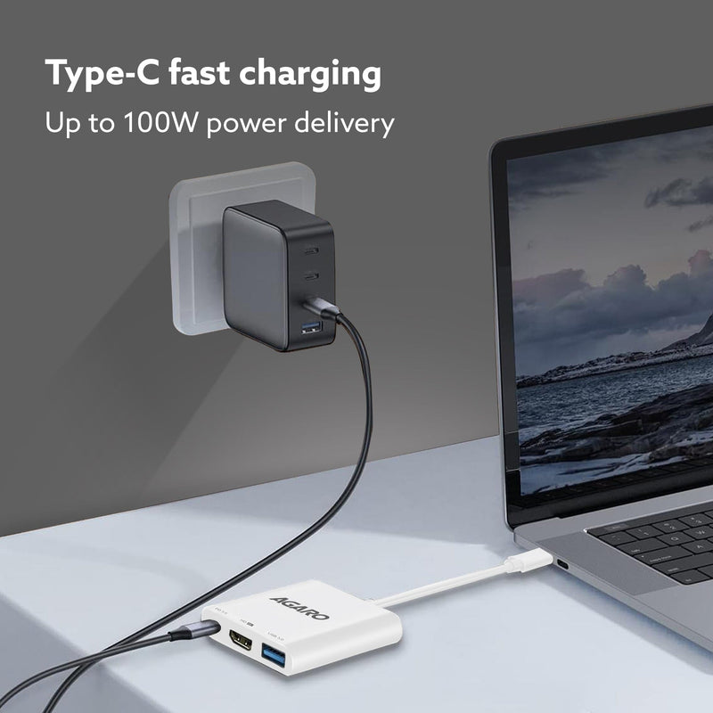 AGARO 3-in-1 USB Type-C to HDMI Multi-Port Hub, 4K HDMI Output-2