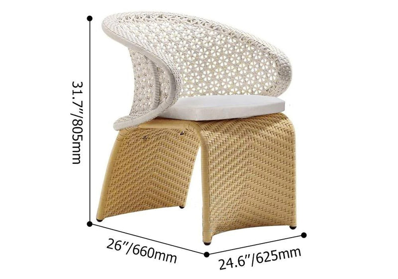 Modero Outdoor Patio Seating Set 6 Chairs and 1 Table Set (Tan + White)