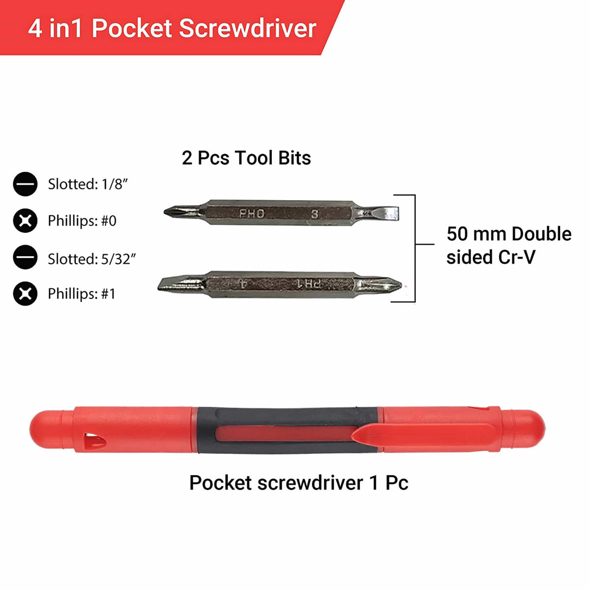 AGARO 4in1 Pocket Screwdriver, Portable, 13x5x6.8 cm, Orange