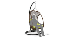 Nucci Single Seater Hanging Swing With Stand For Balcony , Garden Swing (Dark Brown)