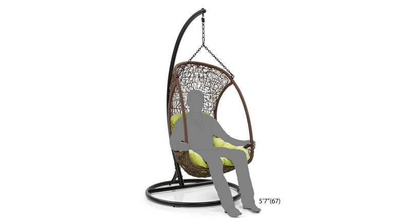 Nucci Single Seater Hanging Swing With Stand For Balcony , Garden Swing (Dark Brown)