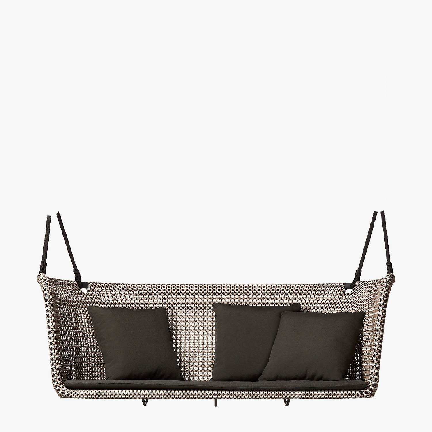 Barbara Three Seater Hanging Swing Without Stand For Balcony , Garden Swing (Brown, Light Brown, White)