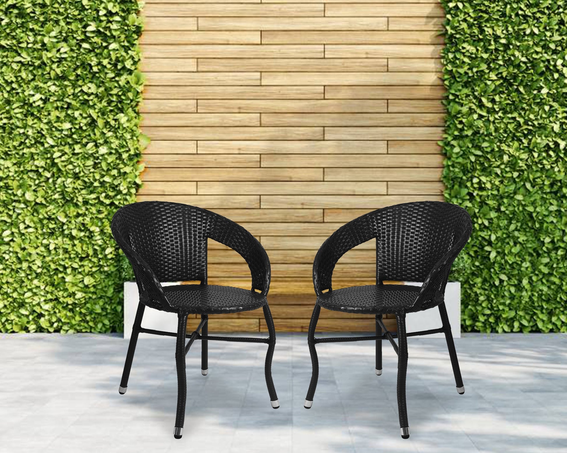 Lilli Outdoor Patio Seating Set 2 Chairs Set (Black)