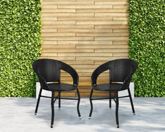 Lilli Outdoor Patio Seating Set 2 Chairs Set (Black)