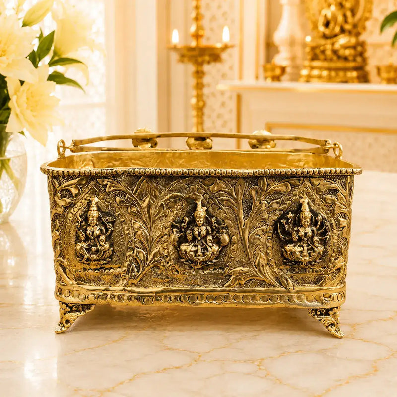 Brass Ashtalakshmi Basket With Handle And Leg (4 Inch)