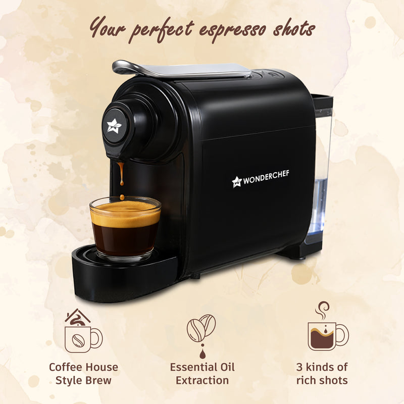 Wonderchef Regalia 15 Bar Capsule Coffee Maker with Free Frother for Cappuccino | Perfect Expresso Shots - Ristretto, Es
