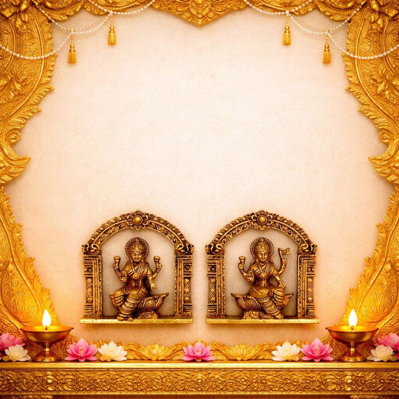 Brass Ashtalakshmi Wall Hanging Plates Set (5.5 Inch)