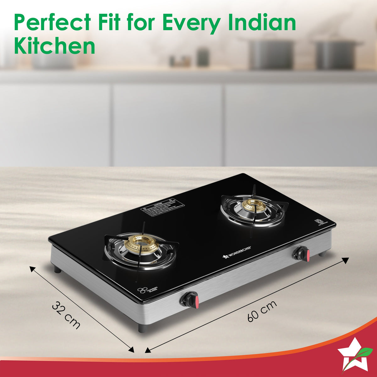 Wonderchef Galaxy 2 Burner Auto Gas Stove | 6mm Toughened Glass | Piezo Auto Ignition | 2 Years Warranty
