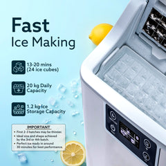 AGARO Galaxy Ice Maker, Compact Ice Maker, 3.2L water Tank, Cube ice, Stainless Steel Body