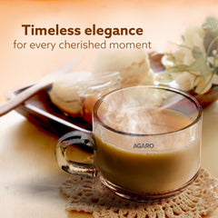 AGARO Elegant Glass Cup, 180ml, Set of 6, Crystal Clear Espresso Coffee Cup, Toughened Glass Wall with Handle, for Hot C