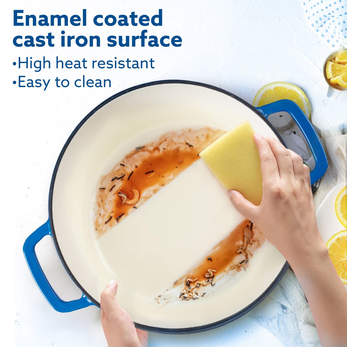 AGARO Royal Enamelled Cast Iron Casserole with Lid, Cooking Pot, No Chemical Coating, Fast Heat, Heavy Weight, Gas, Indu