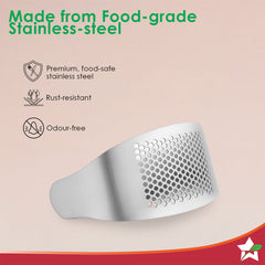 Wonderchef Ambrosia Stainless-steel Garlic Press for Kitchen, No Peeling Needed, Ergonomic Handle, Garlic Chopper and Cr