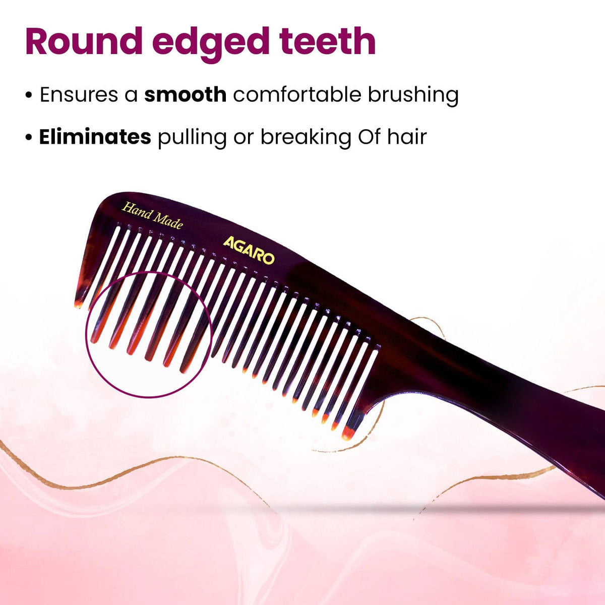 AGARO Hand Made Cellulose Acetate Comb HMC73, All Fine Tooth Dressing Comb, Smooth Rounded Teeth, Hair Styling, Hair Bru