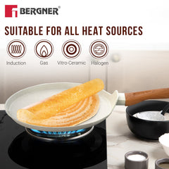 Bergner Ivory Granite Non-Stick 28cm Dosa Tawa, Forged Aluminium
