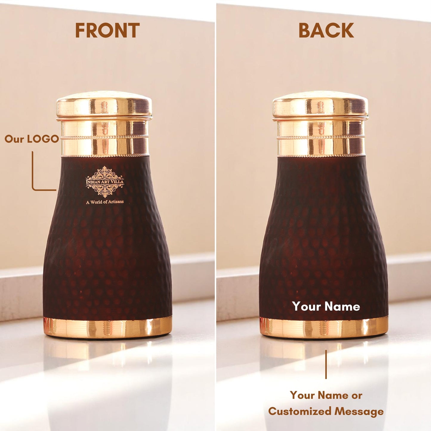 Personalized Copper Silk Finish Bedroom Water Bottle 950 ML