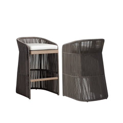 Erim Outdoor Patio Bar Chair 2 Chair For Balcony Braided & Rope
