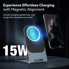 AGARO Elegant Wireless Charger, 15W, Qi-Certified, Charging Stand for iPhone 15/15 Plus/15 Pro/15 Pro Max, 14/14 Plus/14 Pro/14 Pro Max & 13/12/11 Series-3
