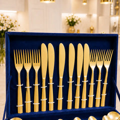 Brass Cutlery Flatware Set With Velvet Gift Box