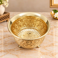 Brass Multipurpose Decorative Bowl with Legs (6 Inch)