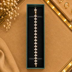 Geometric Tennis Bracelet for Women | Split Leaf & Oval CZ Design