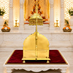 Handcrafted Brass Singhasan with Dome for Laddu Gopal
