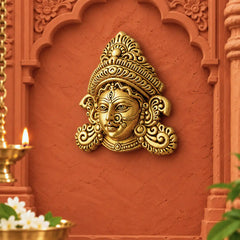Brass Durga Face Wall Hanging (5.5 Inch)