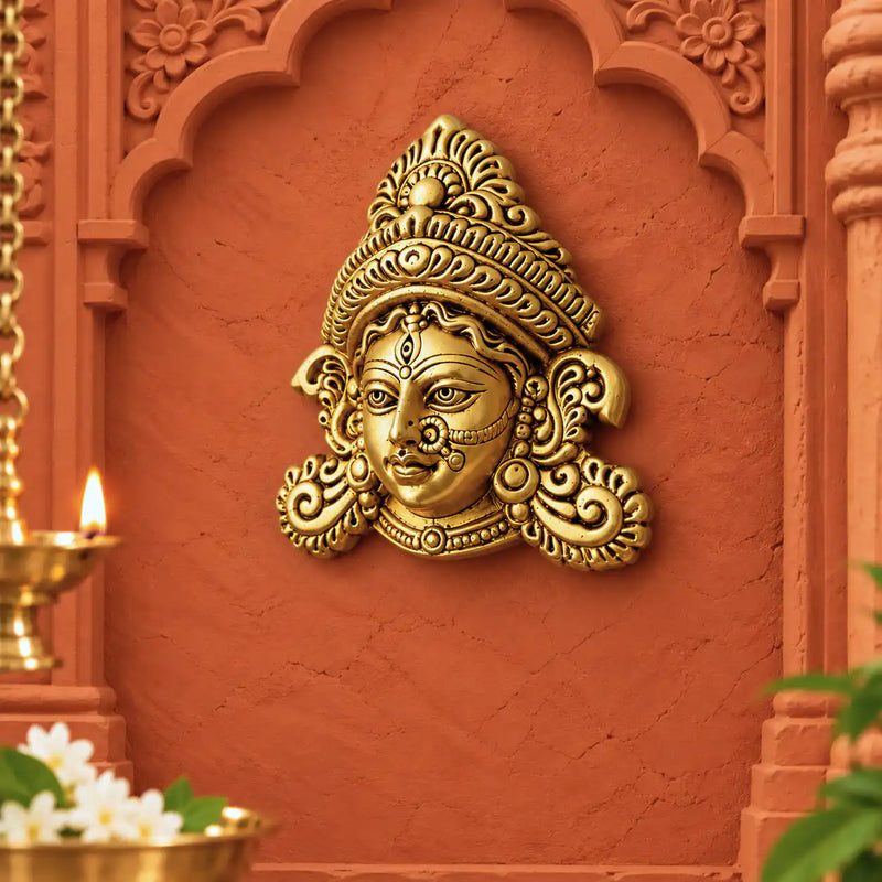 Brass Durga Face Wall Hanging (5.5 Inch)