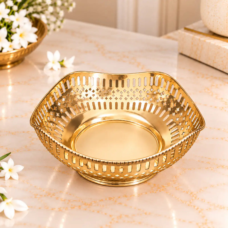 Brass Decorative Fruit Jali Bowl (3 Inch)
