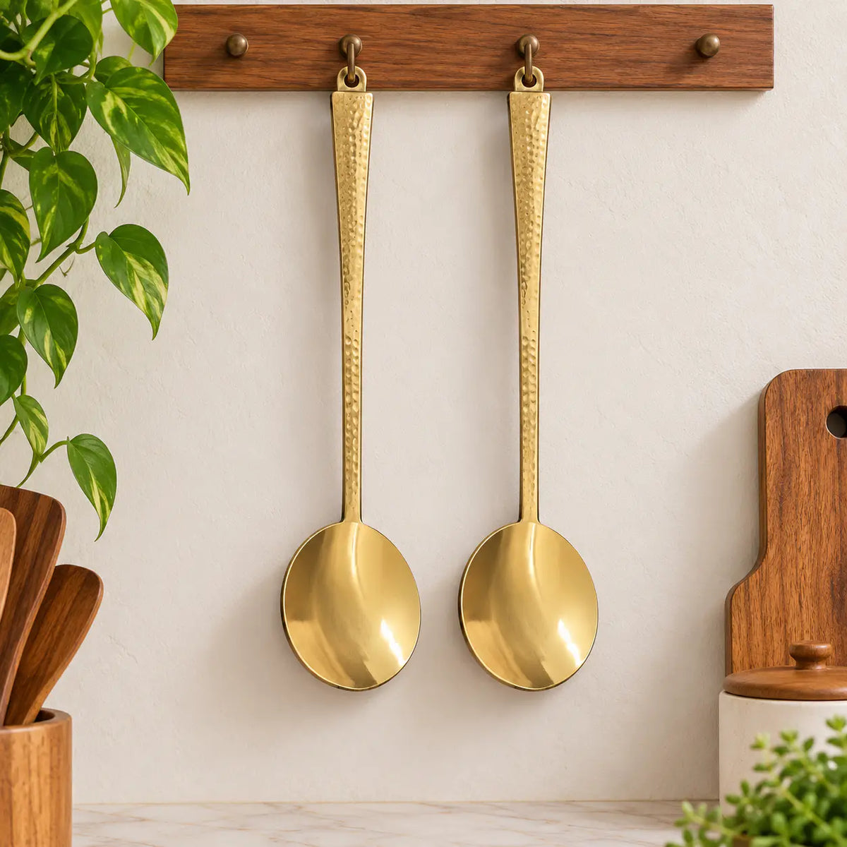 Brass Kitchen Ladles Set  (15.5 Inch)