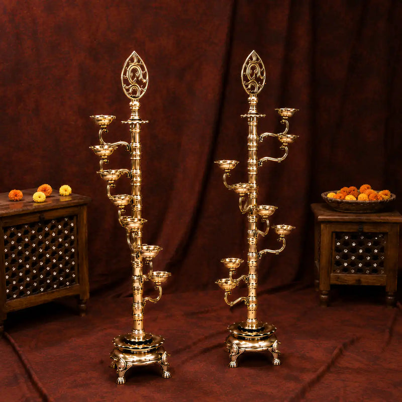 Brass Asthadeep Long Lamp (32 Inch)