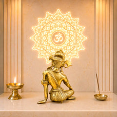 Brass Sitting Indra Dev Idol (9.5 Inch)