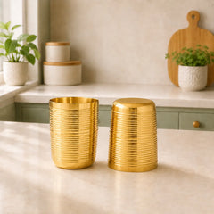 Brass Lining Glass Pair