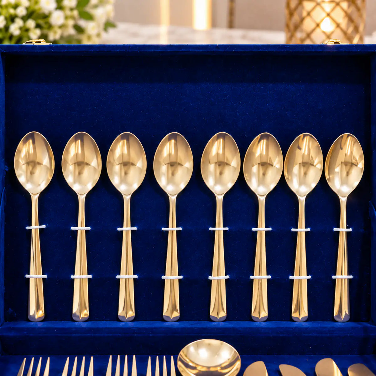 Brass Cutlery Flatware Set With Velvet Gift Box