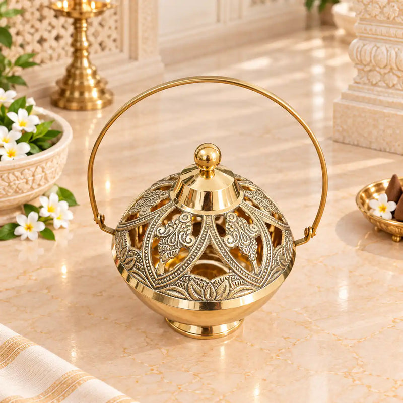 Brass Dhoop Dani & Incense Holder (5 Inch)