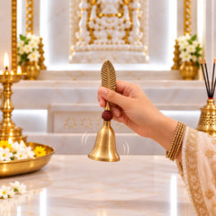Brass Rudraksh Leaf Design Handbell (6 Inch)
