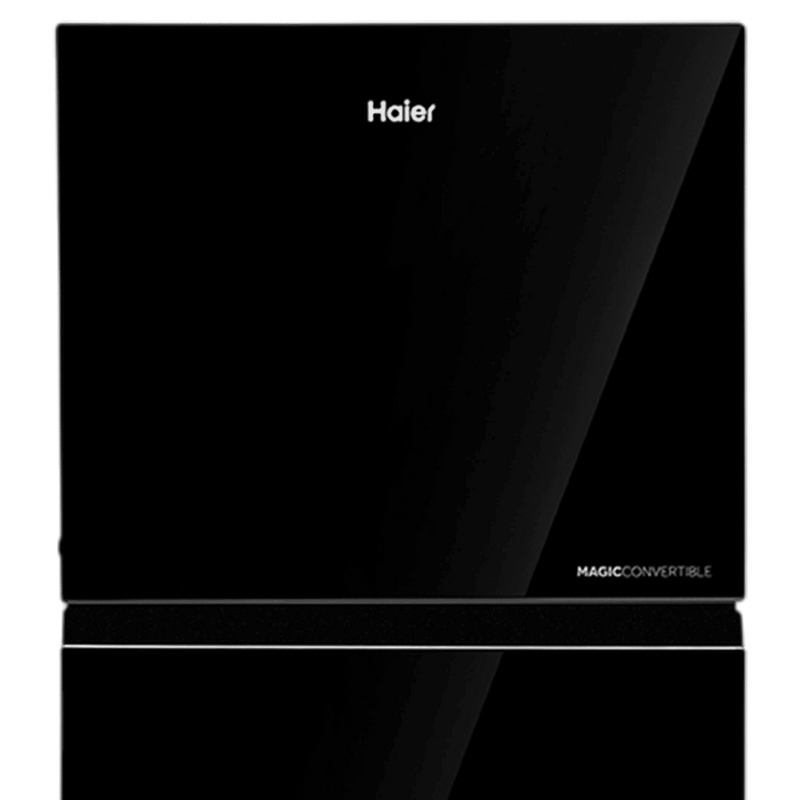 Haier 268 Litres 2 Star Frost Free Double Door Convertible Refrigerator with Turbo Icing (HRF-3182PKG-P, Black Glass)