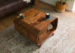 Mid-Century Sheesham Wood Storage Coffee Table