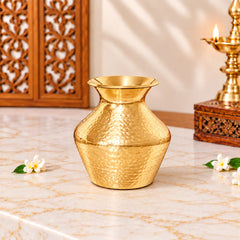Brass Hammered Pooja Kodam/Kalash (5 Inch)