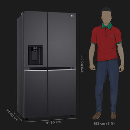 LG 630 Litres 3 Star Frost Free Side by Side Door Smart Wifi Enabled Refrigerator with Multi Air Flow (GL-L257CMC3, Matt Black)