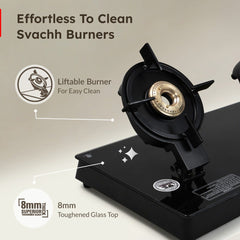 Prestige Svachh Neo 3 Burner Glass Top Gas Stove, Liftable Burners, Black, ISI + Prestige 3 Litre TRIPLY Svachh Inner Lid Pressure Cooker, Deep Lid for Spillage Control, Gas & Induction
