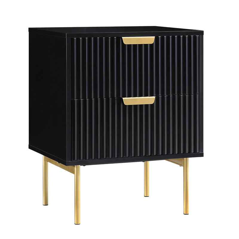 Velin Ridged 2 Drawer Bedside Table