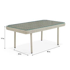 Coven Outdoor Garden Balcony Sofa Set 2 Seater, 2 Single seater and 1 Center Table Set (Cream)