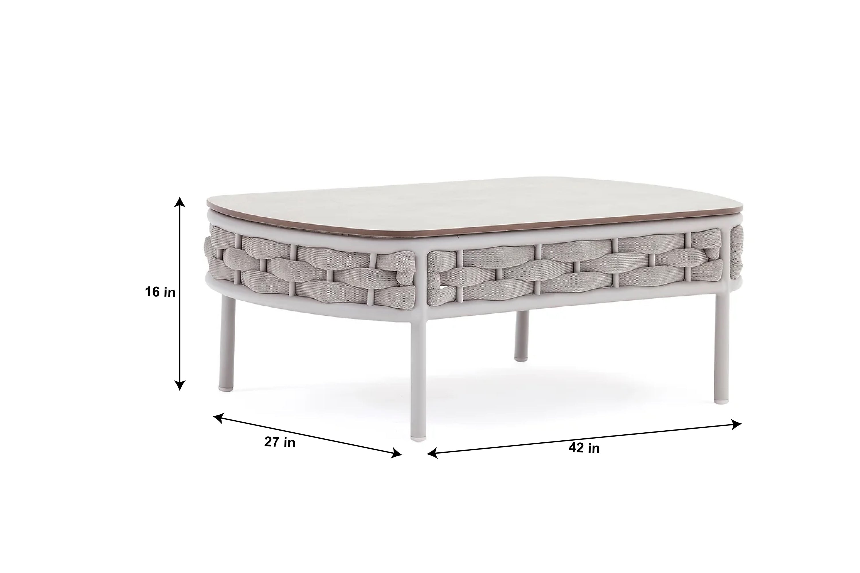 Nivio Outdoor Garden Balcony Sofa Set 2 Seater, 2 Single seater and 1 Center Table Set, Braid & Rope(White + Cream)