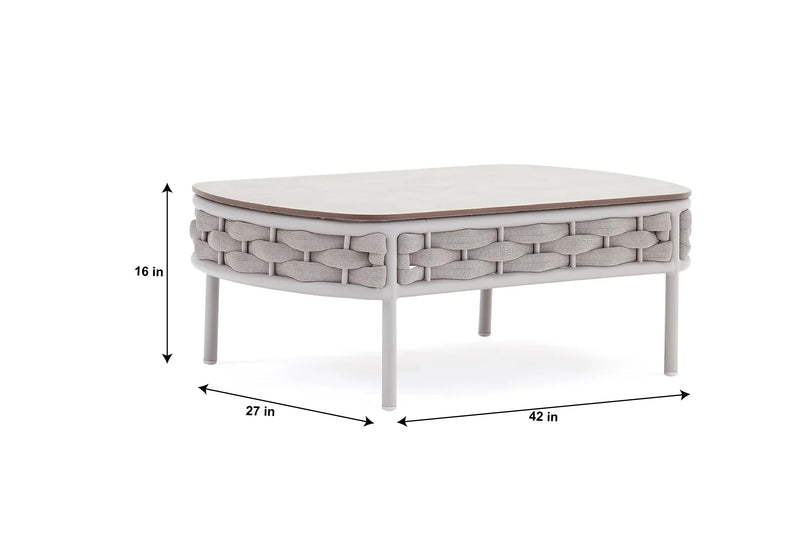 Nivio Outdoor Garden Balcony Sofa Set 2 Seater, 2 Single seater and 1 Center Table Set, Braid & Rope(White + Cream)
