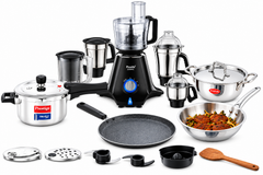 Preethi Complete Kitchen Combo | Preethi Zodiac MG-218 Mixer Grinder + Prestige Svachh Triply 3 L Cooker + Praylady Triply 3 pc Cookware Set + Prestige Granite Dosa Tawa 28 cm-1