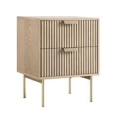 Velin Ridged 2 Drawer Bedside Table