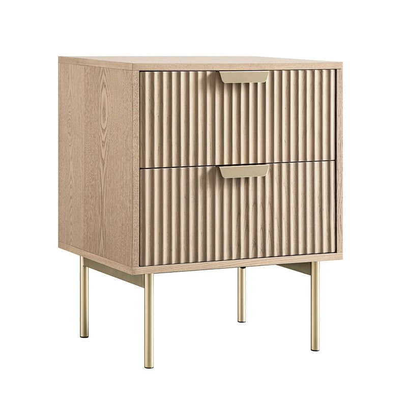 Velin Ridged 2 Drawer Bedside Table