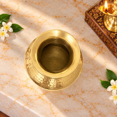 Brass Hammered Pooja Kodam/Kalash (5 Inch)